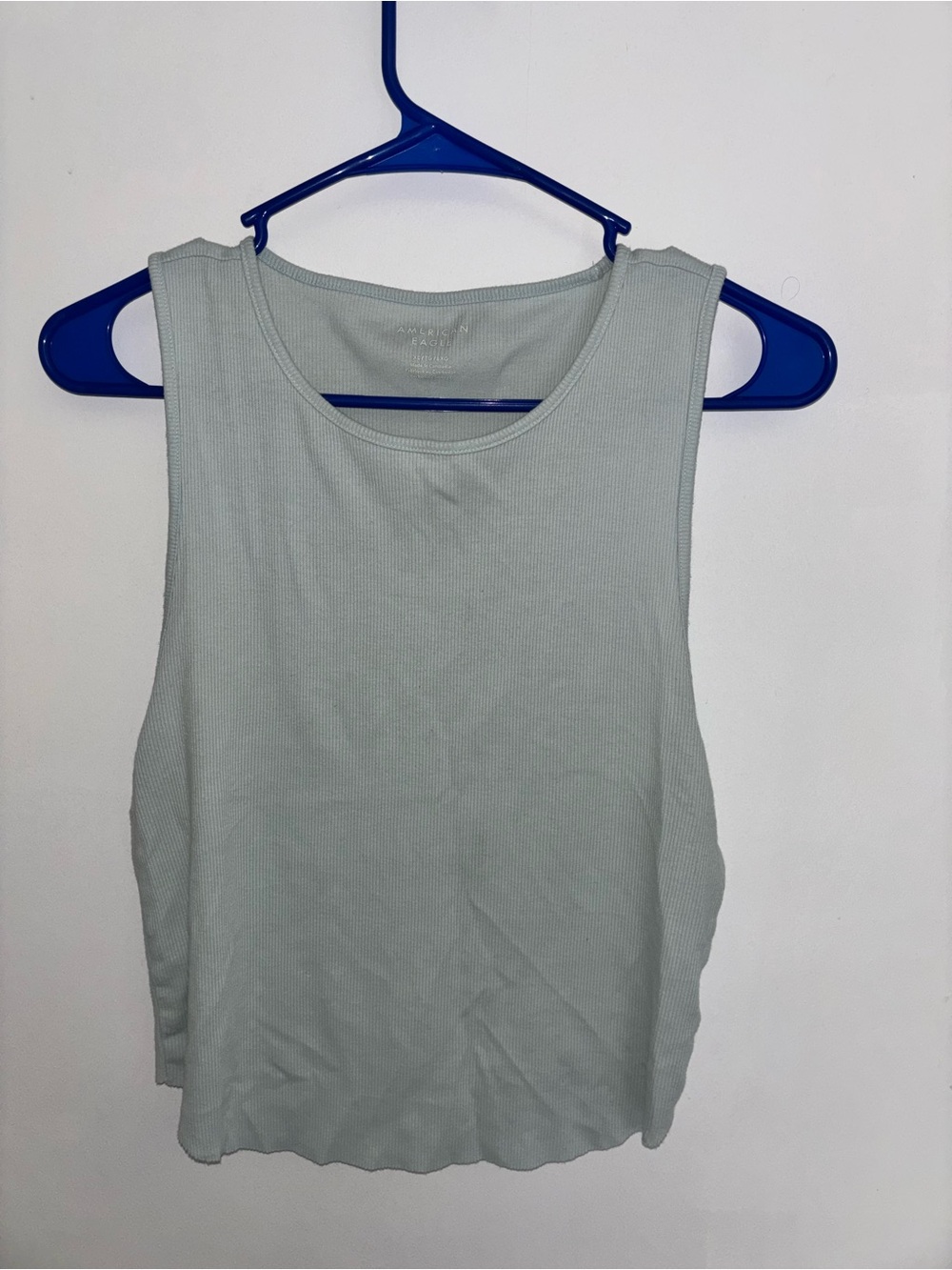 Ribbed Scoop Neck Tank Top - Light Blue